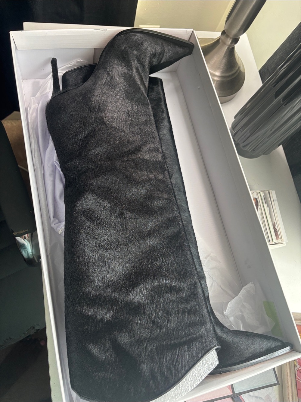 SCHUTZ Black Knee Pointed Toe Stiletto Boots